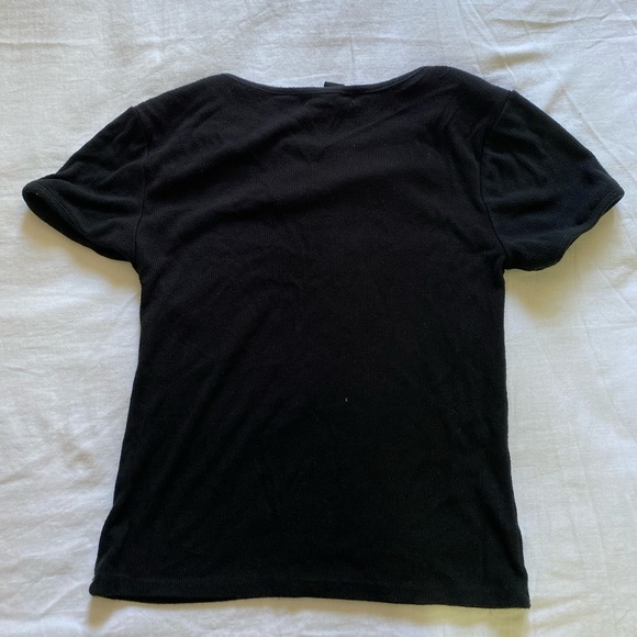 Plain black ribbed t shirt - Picture 2 of 3